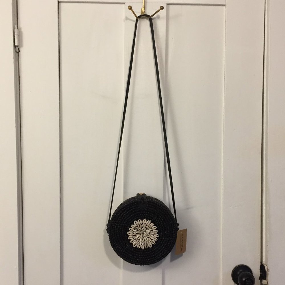 Structured Woven Cross-body Bag with Sea Shells NWT